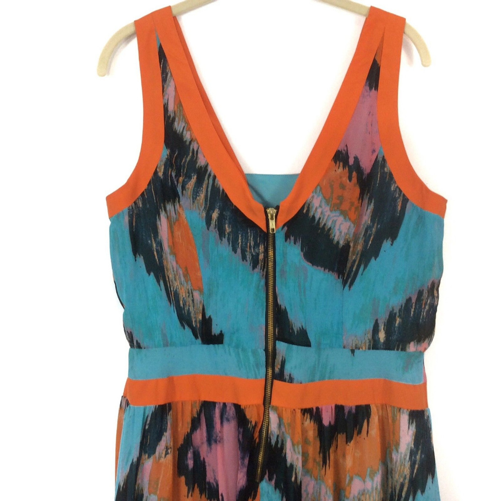 🦋Gianni Bini Flowy Teal Orange Maxi Dress 11 - Picture 5 of 8